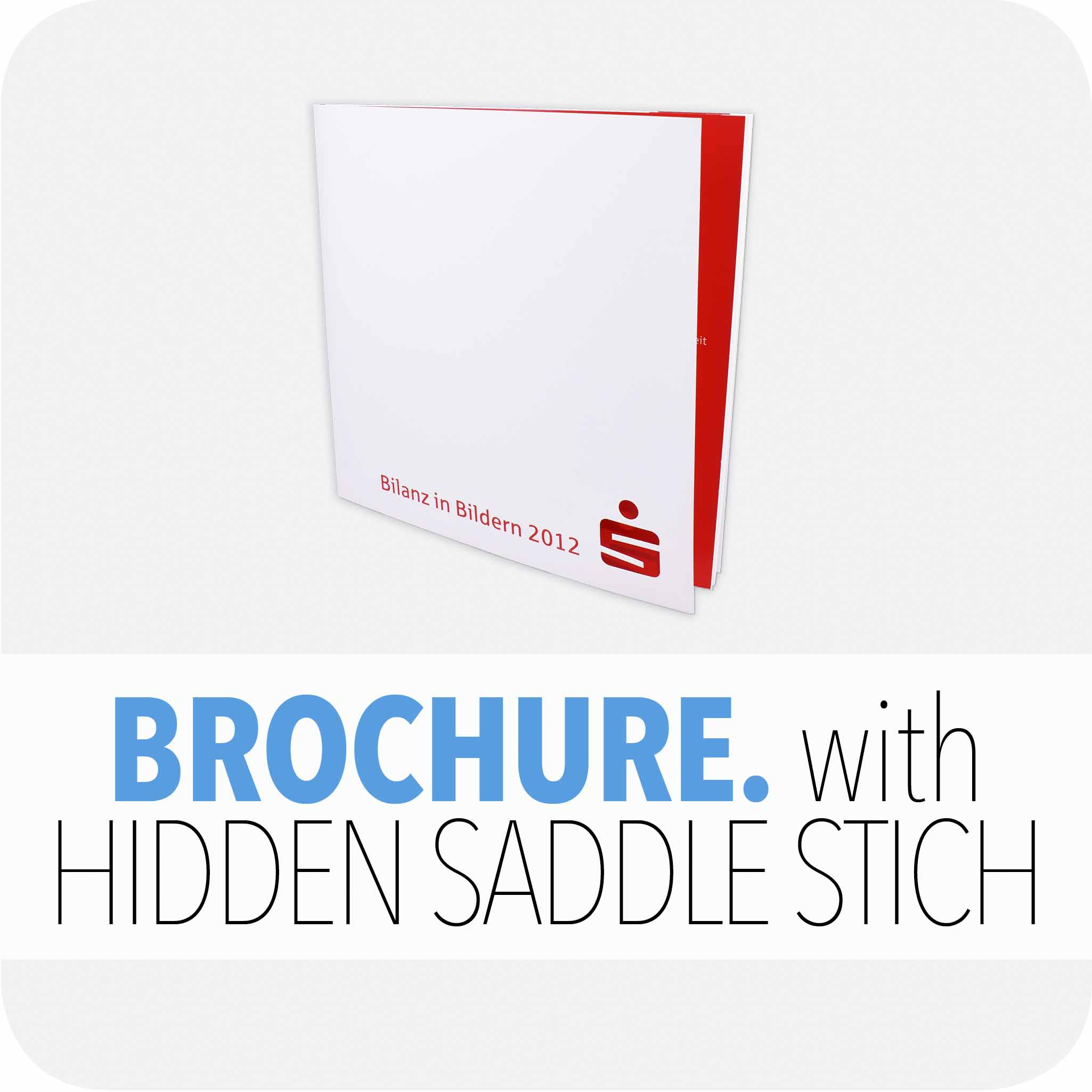 Brochure with hidden saddle stich