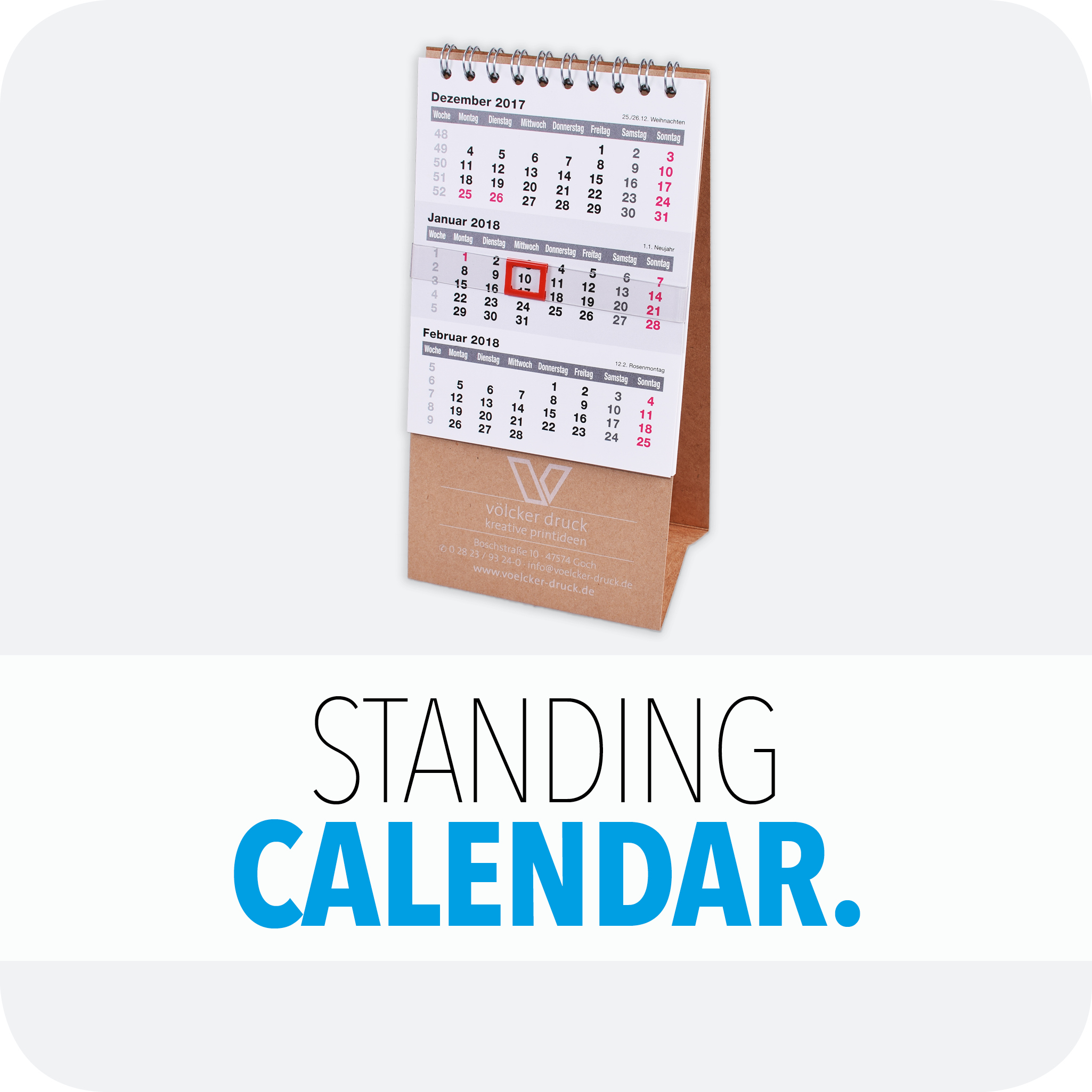 Standing calendar