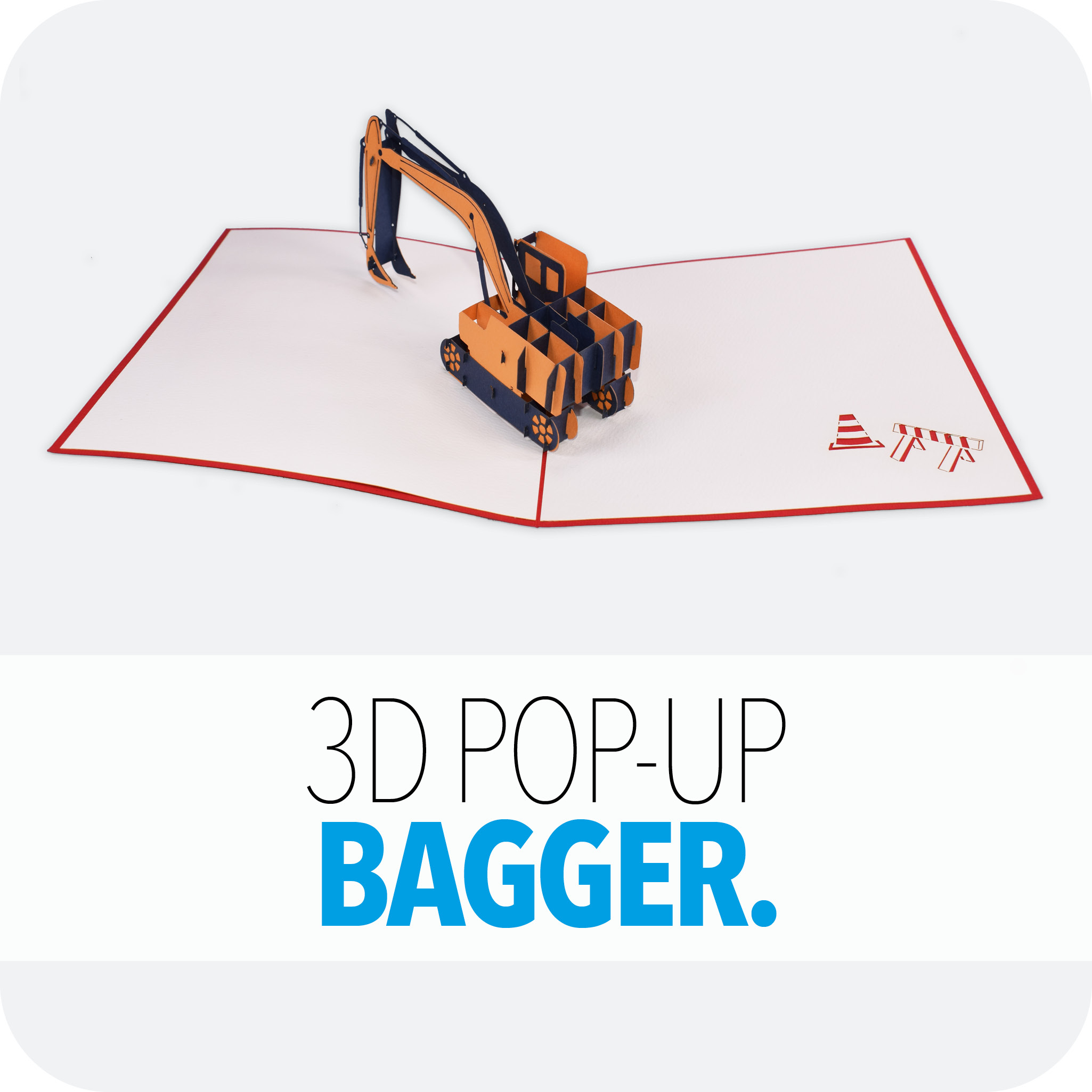 3D Pop-Up Karte Bagger